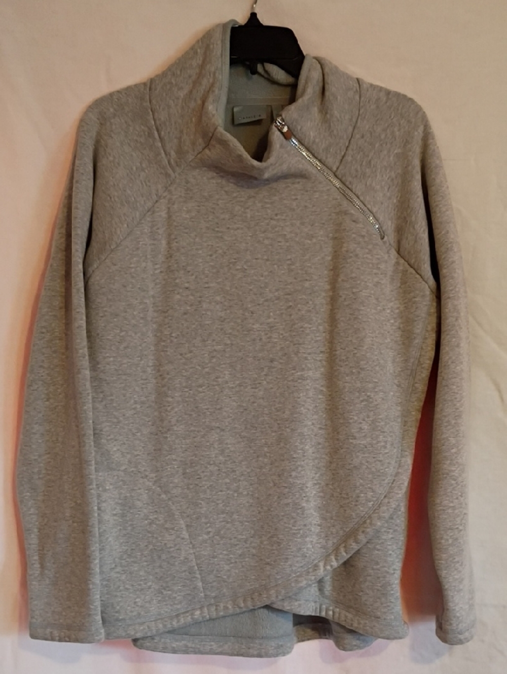 Athleta Light Gray Asymmetric Zip-Up Sweater